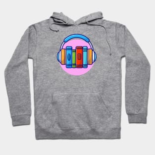 Online Book Music Listening with Headphone Music Cartoon Vector Icon Illustration Hoodie